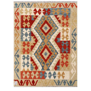 Alfombra Kilim de Maimana, Afganistán, 135 x 100 cm, para Decoración del Hogar - Product Image 1