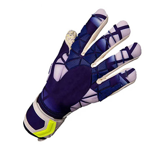 Gants de gardien de but de football en cuir blanc bleu marine Protection complète des doigts paume rembourrée étanche dragonne réglable pour le Match - Product Image 2