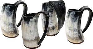 แก้วเบียร์ทำมือจากเขาสัตว์ขัดเงา รูปทรงธรรมชาติ สไตล์ไวกิ้ง ของตกแต่งบาร์ที่บ้าน - Product Image 2