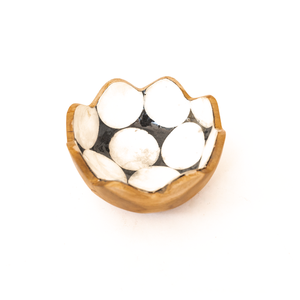 Wood and Bone Inlay Chocolate Bowl Handcrafted Floral Mother of Pearl Chocolate Bowl <b>for</b> <b>Wedding</b> Ceremony and Giveaways - Product Image 1