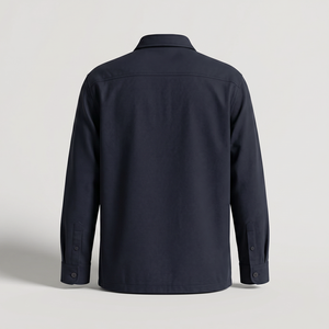 เสื้อเชิ้ตแจ็คเก็ตลำลองผู้ชาย – ผ้าฝ้ายทอ 100% สีกรมท่า พร้อมรับผลิตแบบ Private Label - Product Image 2