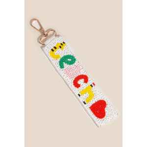 พวงกุญแจสายคล้องข้อมือลูกปัดสีขาวทรงสี่เหลี่ยมผืนผ้า งานปักลูกปัดทำมือ ของขวัญสำหรับครู สำหรับผู้หญิง ตกแต่งกระเป๋า สไตล์โบฮีเมียนเก๋ไก๋ทันสมัย - Product Image 1