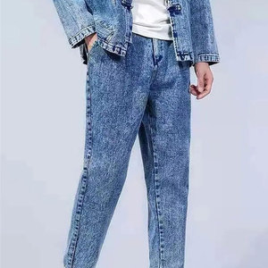 Nouvelle mode veste en jean 100% coton bleu foncé à moustaches pour hommes veste en jean High Street pour hommes - Product Image 3