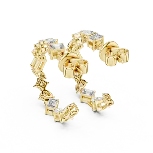 Boucles d'oreilles demi-diamant Bali avec pierre en forme de poire et émeraude, argent sterling plaqué or, accessoire de bijoux élégant et luxueux - Product Image 4