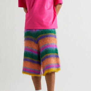Pantalones cortos con cordón de mezcla de Mohair a rayas de pierna ancha multicolor - Product Image 2