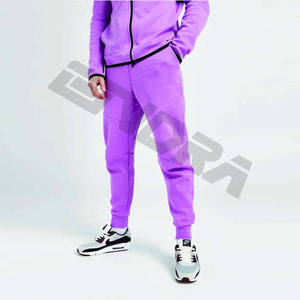 Chándal de lana tecnológica para hombre con diseño OEM, sudadera con capucha y cremallera completa, pantalones de chándal, chándal, 69% algodón, 31% poliéster, parte inferior activa - Product Image 2