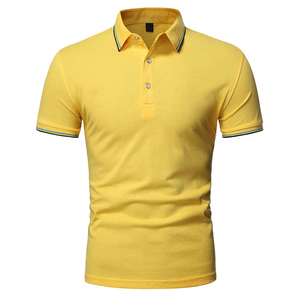 Venta al por mayor de hombres 100% algodón para Polo camiseta de alta calidad de color sólido 220 gramos de peso de la tela logotipo personalizado bordado - Product Image 4