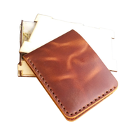 Dompet Lipat Pendek Kulit Sapi Asli Crazy Horse Desain Vintage Buatan Tangan Khusus Unisex dengan Penutup