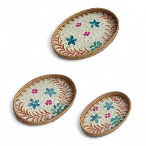 Bandeja Moderna de Nácar Natural con Ratán para Servir Alimentos y Bebidas y para el Uso Diario en la Mesa - Product Image 2