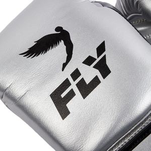 Nouveaux gants de boxe en cuir véritable argentés et noirs, modèle Fly Strap, gants de compétition professionnels, gants d'entraînement de Muay Thai - Product Image 4