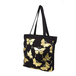 Sac en toile de coton fantaisie écologique impression papillon sur toute la surface sac à bandoulière décontracté à double sangle sac à provisions pour femme - Product Image 1