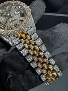 Hiphop Unique Unisex Luxury <b>Mechanical</b> <b>Watch</b> Gold Dial Stainless Steel Leather Band Water Resistant Analog Display Date Feature - Product Image 4