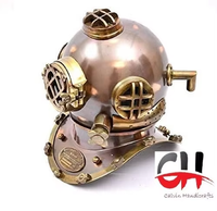 CHk Calvin Handicrafts Casco da Immersione Subacquea Sferico Fatto a Mano in Alluminio con Finitura Oliata Vintage da 18 Pollici per Decorazione Casa e Matrimoni