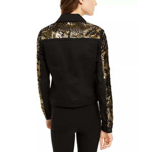 เสื้อแจ็คเก็ตสีดำเข้มสำหรับผู้หญิง ยี่ห้อ INC International Concepts ไซส์กลาง ประดับเลื่อมสีดำและสีทอง สำหรับฤดูใบไม้ร่วง - Product Image 2