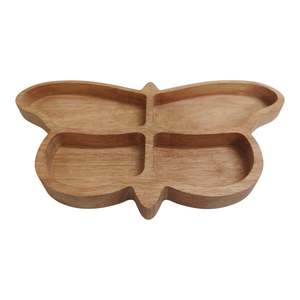 Plateau de service en bois en forme de papillon, bois naturel poli, élégant et décoratif, prix bas pour restaurant, disponible - Product Image 3