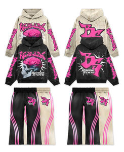 ชุดวอร์มแฟชั่นฤดูหนาวคุณภาพสูง ดีไซน์ปรับแต่งได้ พร้อมลายทางด้านข้างแบบ DTG  มีตัวเลือกไซส์พลัส รวมถึงบริการสกรีนลายบนกางเกง - Product Image 2