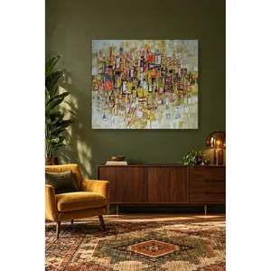Composition urbaine abstraite Fida en tons jaunes, impression sur toile - Product Image 5