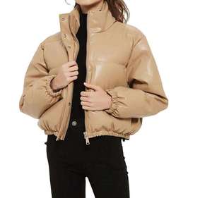 Premium Quality Women Unisex Genuine Leather Knitted Breathable Windproof Distressed Embroidery Logo <b>Puffer</b> <b>Jacket</b> Customizable - Product Image 4