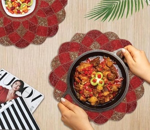 Modern Amazing Glass <b>Beaded</b> <b>Placemat</b> for Dining Table Flower Shaped for Weddings Parties & Other Occasions - Product Image 3