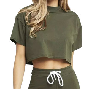 Liso en blanco pesado 100% algodón camisetas mujeres Oversize Crop Top camisetas con logotipo personalizado impreso mujeres - Product Image 6