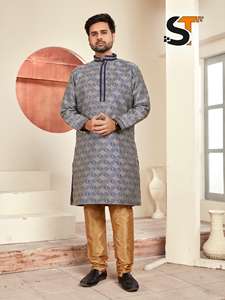 Royal Export Surat Gujarat Fabricante Jacquard Seda Hombres Boda Kurta con pijama de seda Ropa india y pakistaní - Product Image 6