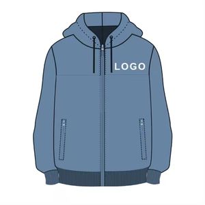 2024 Sudadera con capucha personalizada de alta calidad 100% algodón con cremallera completa Sudadera sólida Logotipo bordado Impermeable OEM - Product Image 2