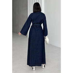 Robe longue en jean ceinturée 3035 - Style Slap - Bleu marine - Product Image 6