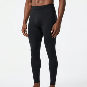 <b>Men's</b> Full Length <b>Compression</b> Leggings Solid Black Spandex Nylon Elastic Waist Workout Yoga <b>Tights</b> - Product Image 3