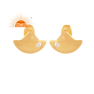 ต่างหูสตั๊ดอัญมณี CZ สีเงินแท้จากผู้ผลิต - Product Image 1