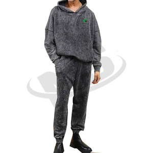 Conjunto Deportivo de Última Moda, Premium, Lavado al Ácido, para Hombre, Tejido de Felpa Transpirable, Sudadera con Capucha y Pantalones Deportivos - Product Image 1