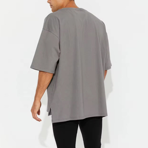 T-shirt à manches courtes Boxy en tissu tissé lourd en coton pour homme Style unique personnalisable en usine Dernière arrivée - Product Image 3