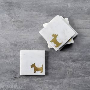 Incrustation hexagonale en laiton marbre or blanc sublimation naturelle et incrustation de métal sous-verres à thé en pierre de marbre personnalisés en gros - Product Image 3