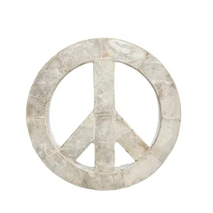 Decorations for home capiz shell inlay peace sign for wall hanging decor unique home decorative accents