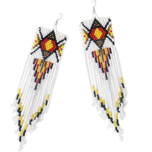 Bijoux de mode Boucles d'oreilles brodées de perles de rocaille d'Inde Boucles d'oreilles faites à la main pour femmes et filles Look classique Multicolore - Product Image 3