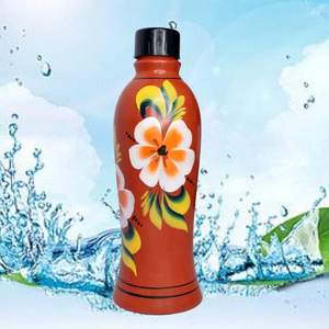Eco-Friendly <b>500ml</b> Clay Terracotta <b>Water</b> <b>Bottle</b> Hand Painted Art Natural Cooling Leak Proof Lid Camping Home Corporate Gifting - Product Image 3