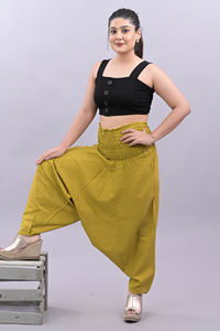 Femmes coton uni solide pantalon été ample Baggy Yoga pantalon avec taille moyenne personnalisé décontracté Harem Style large jambe pantalon - Product Image 5