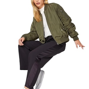 OEM Custom Women's Bomber <b>Jackets</b> Real Stain Embroidery Logos <b>Patches</b> and Labels Cropped Bomber <b>Jacket</b> for Women - Product Image 1