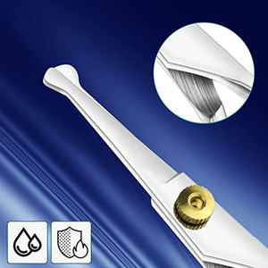 Ciseaux de précision pour poils du visage et du nez en acier inoxydable allemand, avec embout sphérique, vis de réglage et repose-doigts fixe - Product Image 6