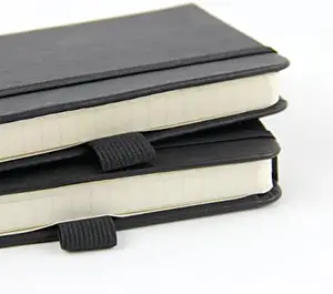 (2-Pack) Notebook Saku 3.5 "X 5.5", Jurnal Hardcover Kecil dengan Pemegang Pena, Kantong Bagian Dalam, Kertas Bergaris Tebal 100gsm, Bl