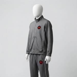 Men <b>Charcoal</b> Gray Tracksuit Set Full Zip Athletic Jacket <b>Jogger</b> Pants Sportswear Training Gym Running Fitness Casual Activewear - Product Image 3