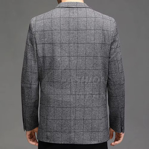 เสื้อเบลเซอร์กระดุมแถวเดียวสำหรับผู้ชายฤดูใบไม้ร่วงฤดูหนาวสีพื้นมีกระเป๋ากระดุมสองเม็ด - Product Image 4