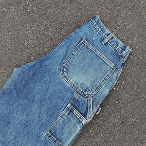 Wholesale top quality 100% Cotton Denim <b>Shorts</b> Custom Logo Double Knee Raw Hem <b>Jean</b> <b>Shorts</b> Casual Baggy Fit <b>Shorts</b> for <b>Men</b> - Product Image 4