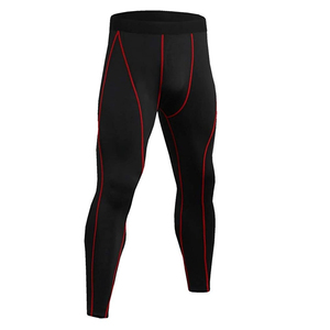 Set completo di compressione da uomo di colore nero e rosso completo di <span class=keywords><strong>tuta</strong></span> da Fitness a maniche lunghe da allenamento da uomo Set di abbigliamento sportivo a compressione <span class=keywords><strong>stretta</strong></span> - Product Image 6