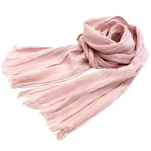 [Wholesale Products] Osaka Japan UV Protect Cotton Scarf 100% Cotton 22cm*178cm Cotton Scarves Breathable Light Low MOQ Pink