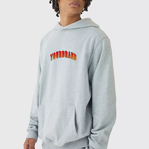 Top qualité 100% coton hommes sweats à capuche uni gris chiné personnalisé brodé Logo solide motif bas quantité minimale de commande à capuche pour l'hiver - Product Image 1