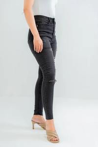 Pantalones de mezclilla con logotipo personalizado para mujer, recién llegados, pantalones vaqueros de invierno de cintura media, Parte delantera plana de algodón, y ODM OEM, venta al por mayor - Product Image 2