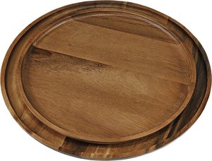 Bandeja redonda de madera natural con logotipo personalizado para servir té, café, postre, desayuno, bandeja para servir para el hogar, Hotel, granja, bandeja decorativa - Product Image 6