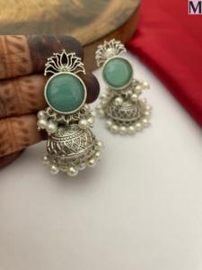 Brass Oxidised Jhumkas Earrings for Women Ethnic Contemporary Design Lightweight <b>Skin</b> Friendly Festive Wedding Daily Wear - Product Image 2