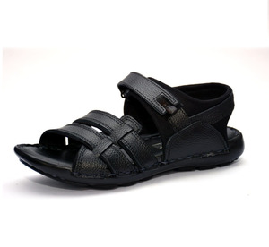 Men's Stylish & Durable Leather Outdoor Sandals with Hook & Loop Fasteners Ideal for <b>Travel</b> & Leisure Wholesale OEM Custom Logo - Product Image 1
