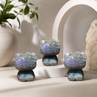Figurine en cristal de labradorite violette naturelle KT sculptée en forme de chat, pierre précieuse faite à la main, décoration d'intérieur, cadeau